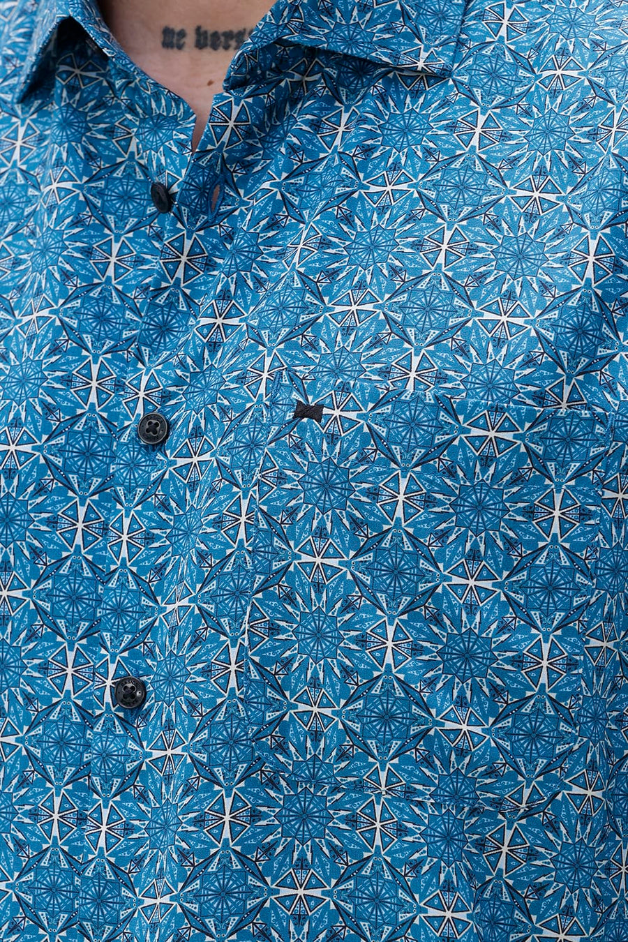 BASICS SLIM FIT  COTTON VISCOSE PRINTED SHIRT