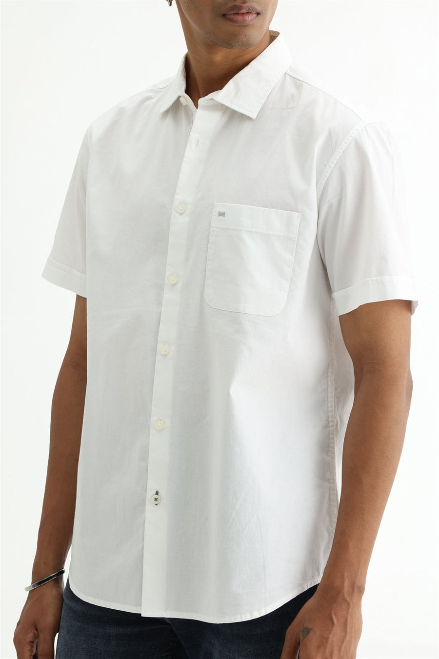 BASICS SLIM FIT  COTTON OXFORD HALFSLEEVES SHIRT