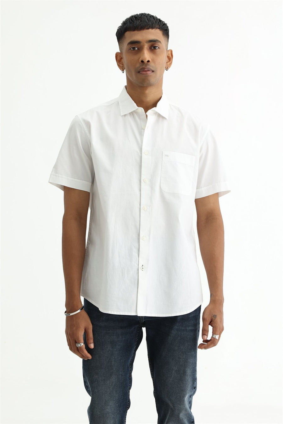 BASICS SLIM FIT  COTTON OXFORD HALFSLEEVES SHIRT
