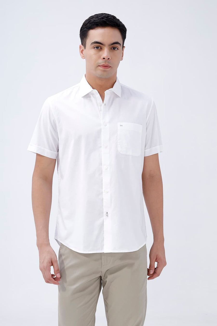 BASICS SLIM FIT  COTTON OXFORD HALFSLEEVES SHIRT