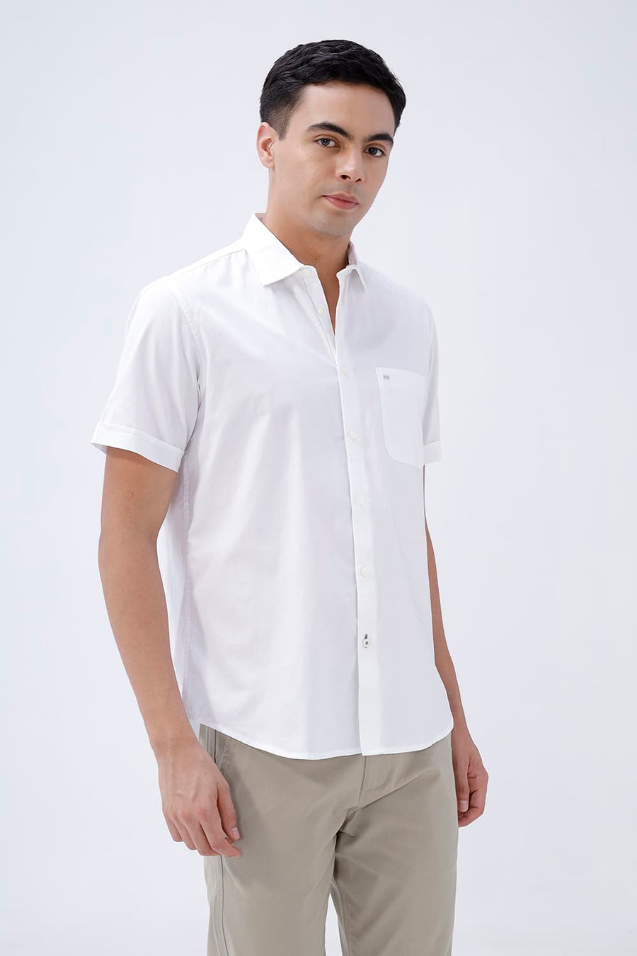 BASICS SLIM FIT  COTTON OXFORD HALFSLEEVES SHIRT