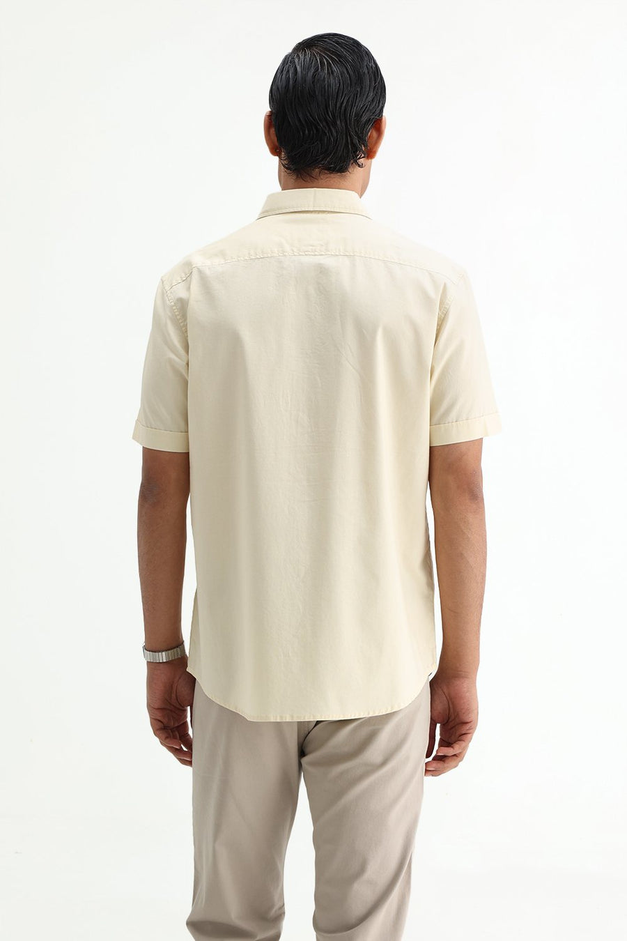 BASICS SLIM FIT  COTTON OXFORD HALFSLEEVES SHIRT