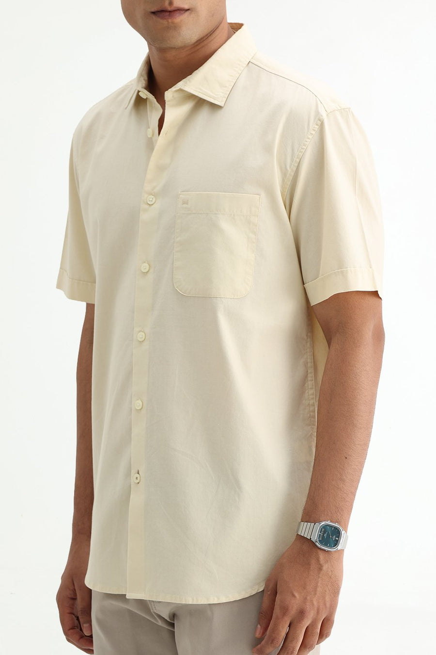 BASICS SLIM FIT  COTTON OXFORD HALFSLEEVES SHIRT