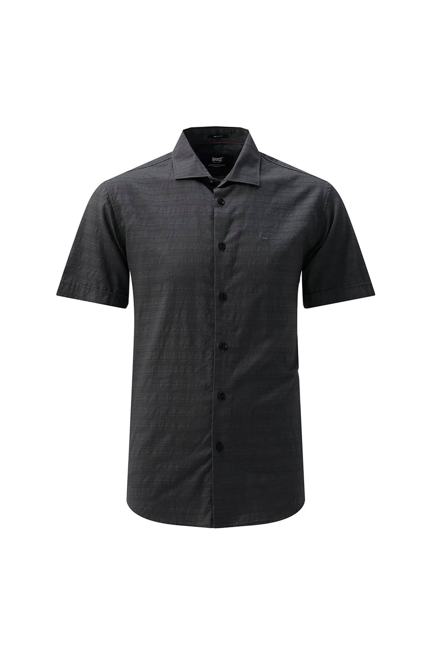 BASICS SLIM FIT GREY ASH COTTON DOBBY HALFSLEEVES SHIRT