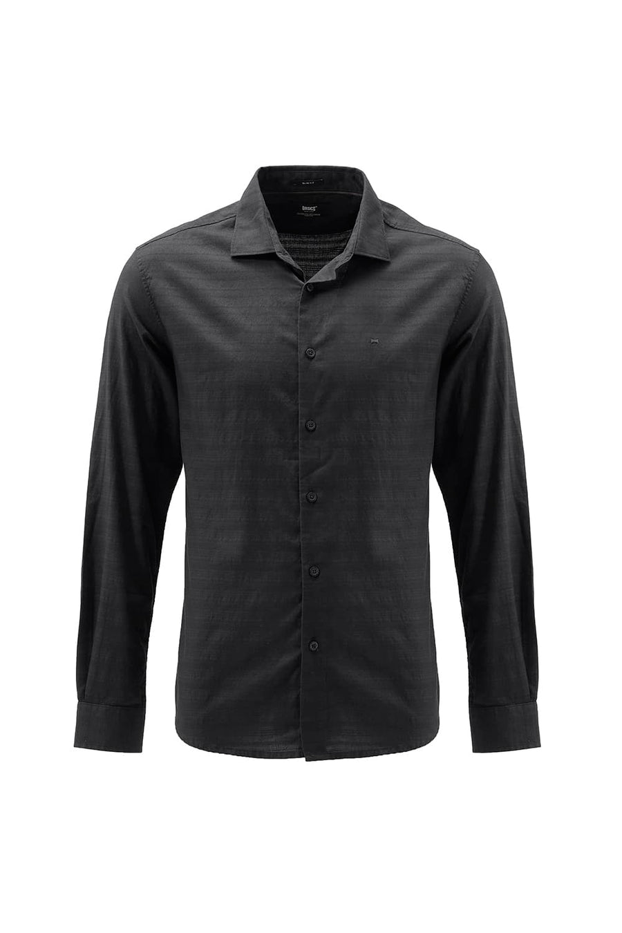 BASICS SLIM FIT GREY ASH COTTON DOBBY SHIRT