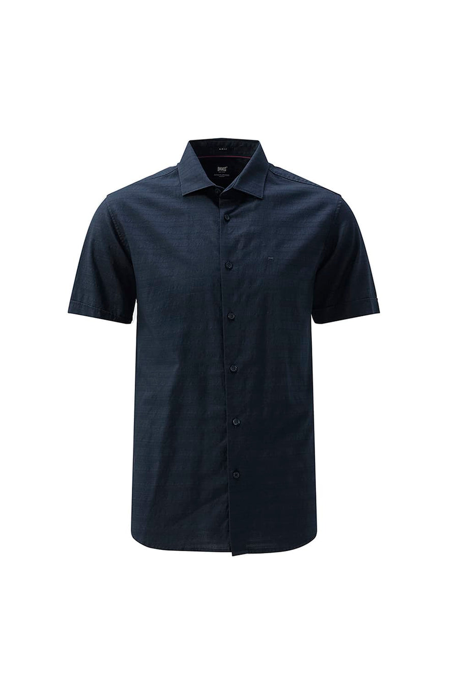 BASICS SLIM FIT MOONLIT NAVY COTTON DOBBY HALFSLEEVES SHIRT