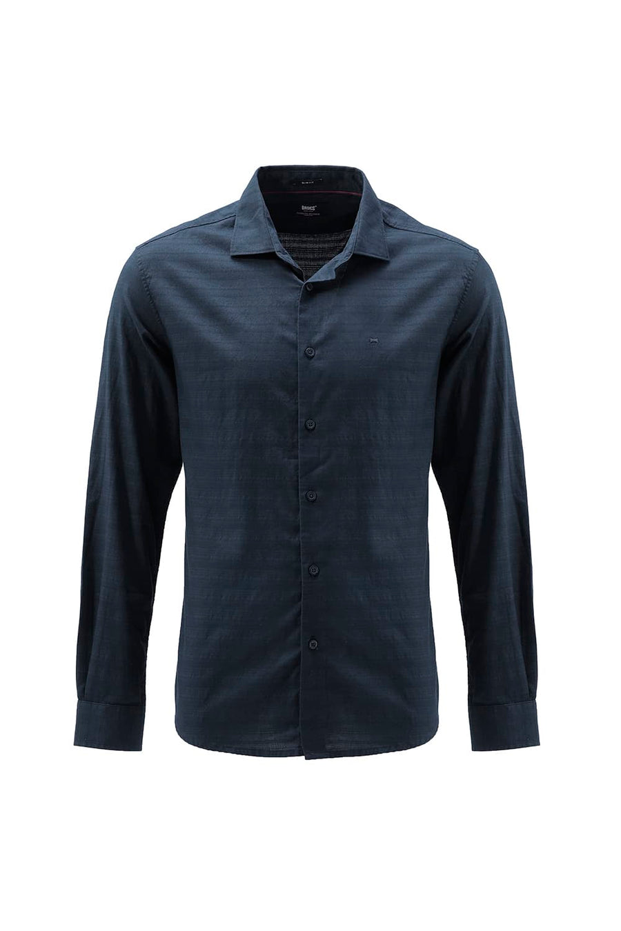 BASICS SLIM FIT MOONLIT NAVY COTTON DOBBY SHIRT