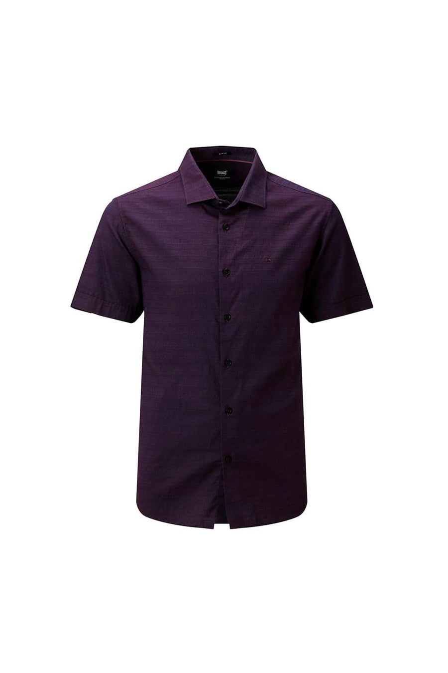 BASICS SLIM FIT PLUM PURPLE COTTON DOBBY HALFSLEEVES SHIRT