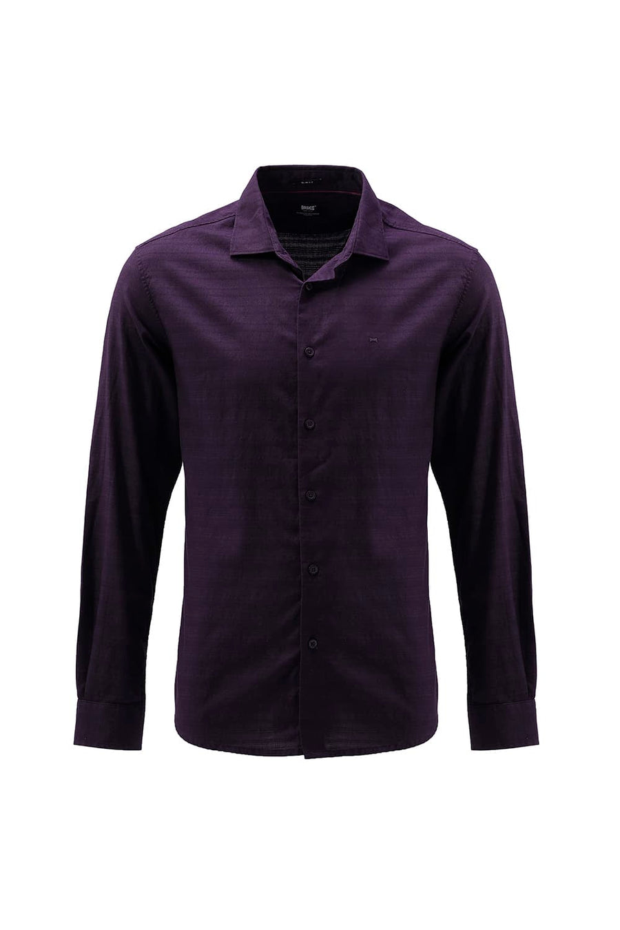BASICS SLIM FIT PLUM PURPLE COTTON DOBBY SHIRT