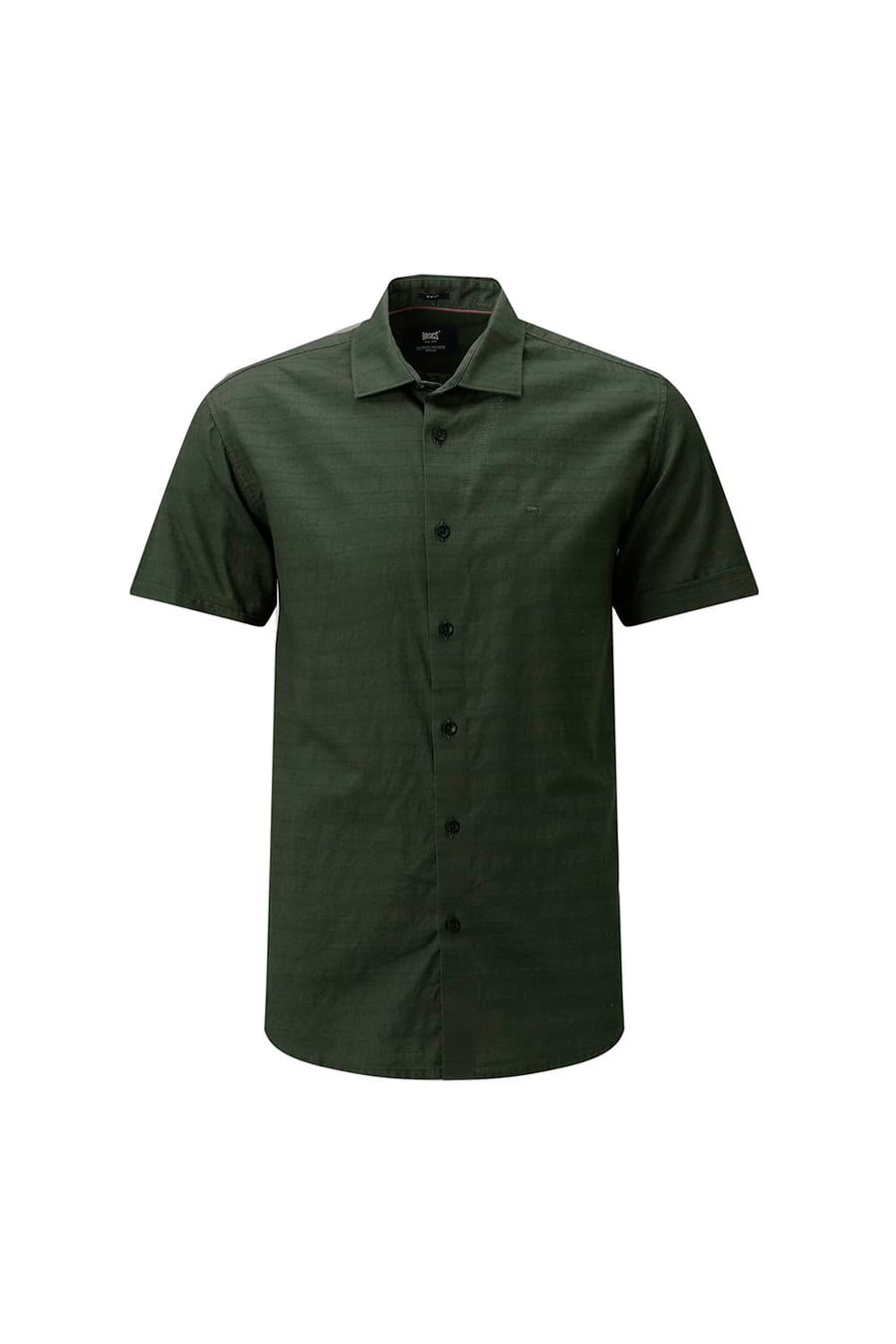BASICS SLIM FIT DEEP GREEN COTTON DOBBY HALFSLEEVES SHIRT