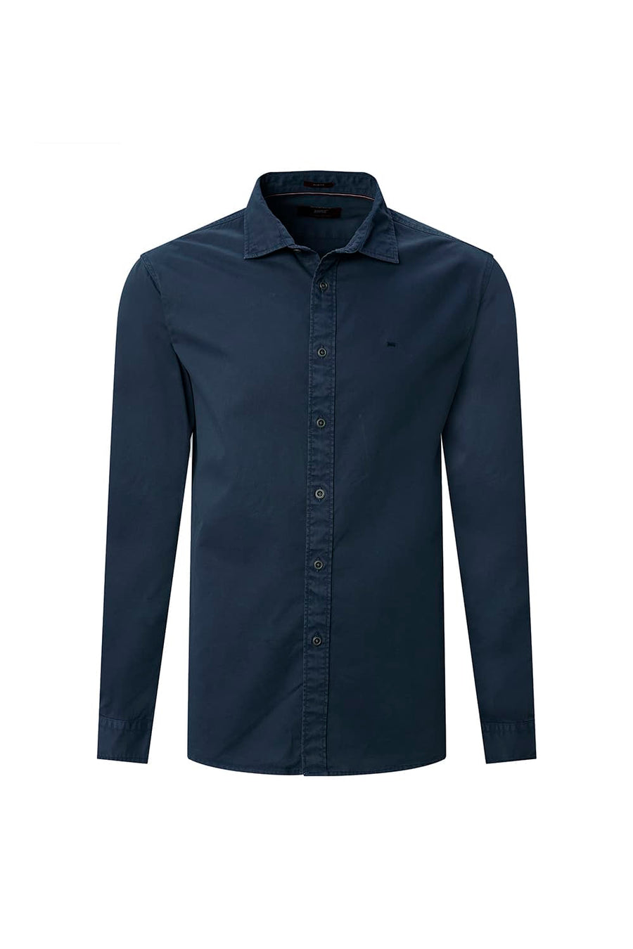 BASICS SLIM FIT WING NAVY COTTON TWILL SHIRT