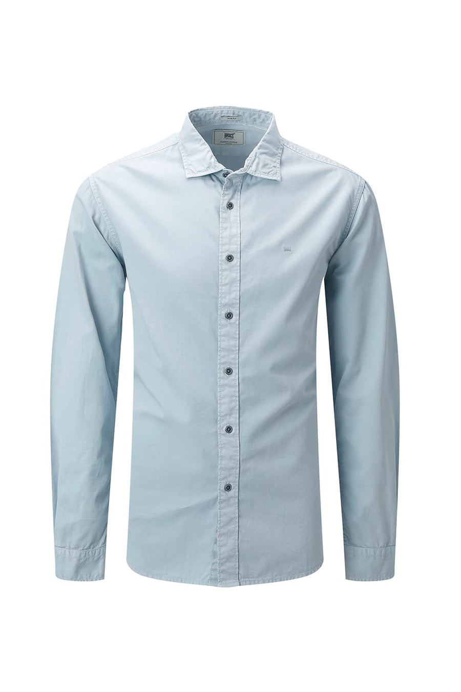 BASICS SLIM FIT STERLING BLUE COTTON TWILL SHIRT