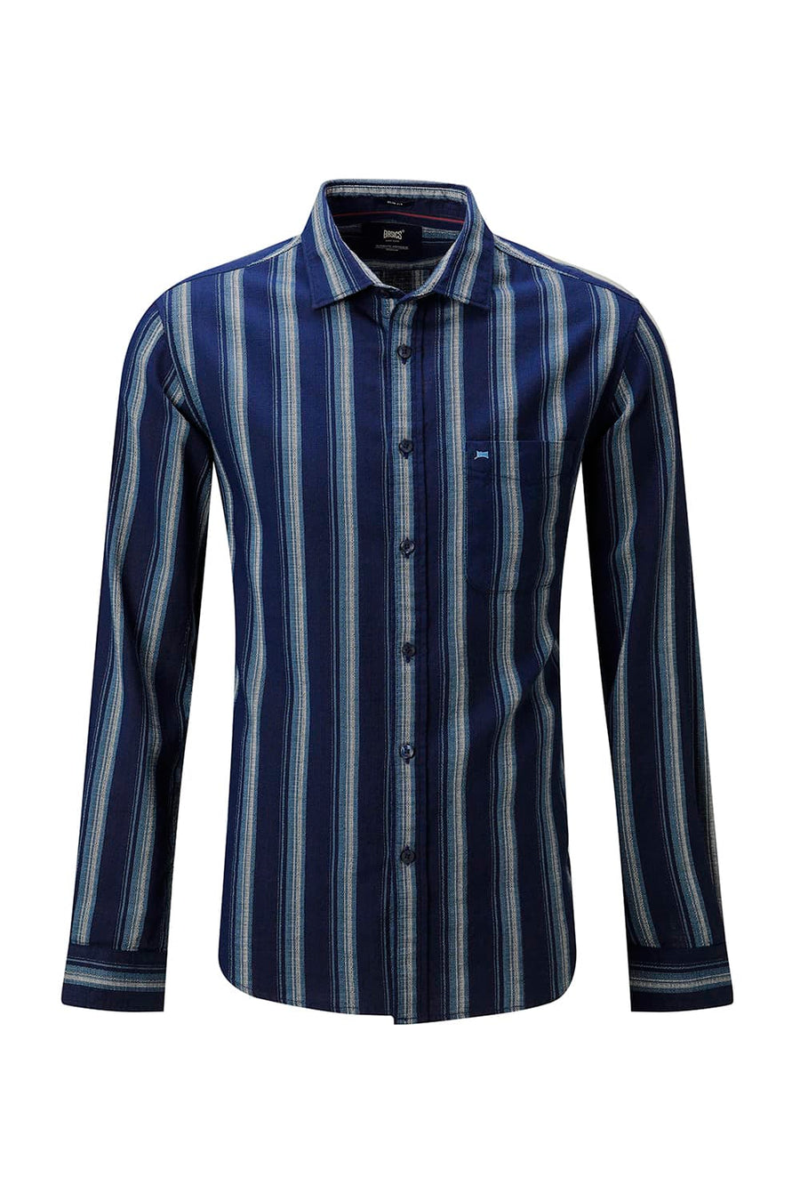 BASICS SLIM FIT  COTTON HOPSACK STRIPE SHIRT