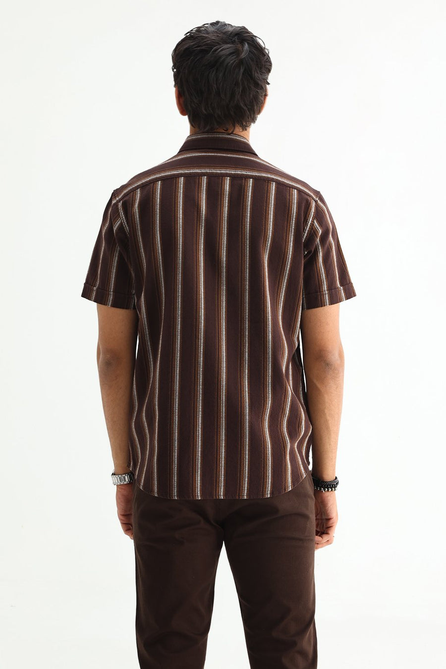 BASICS SLIM FIT  COTTON HOPSACK STRIPE SHIRT