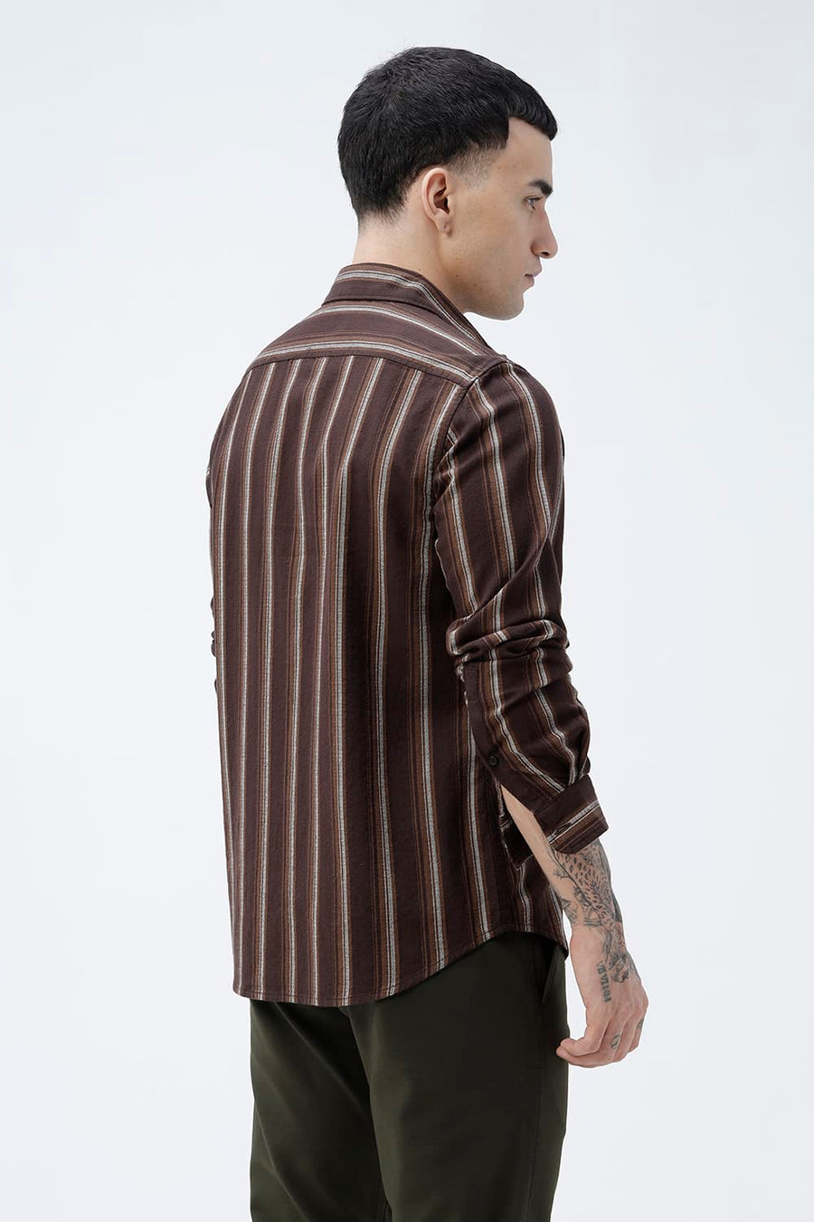 BASICS SLIM FIT  COTTON HOPSACK STRIPE SHIRT