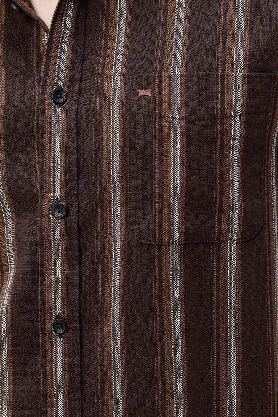BASICS SLIM FIT  COTTON HOPSACK STRIPE SHIRT