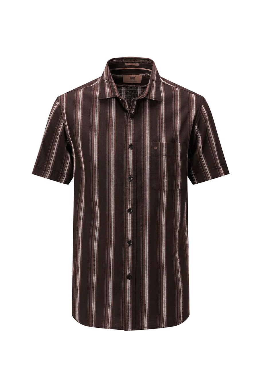 BASICS SLIM FIT  COTTON HOPSACK STRIPE HALFSLEEVES SHIRT