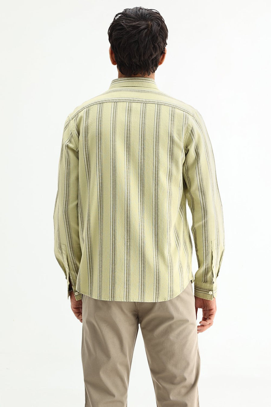 BASICS SLIM FIT  COTTON HOPSACK STRIPE SHIRT