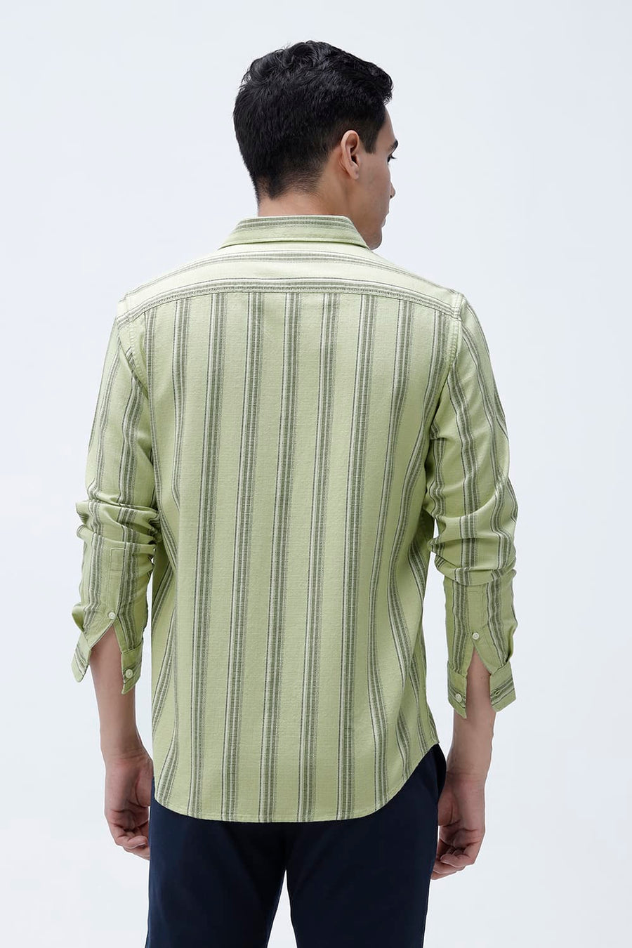 BASICS SLIM FIT  COTTON HOPSACK STRIPE SHIRT