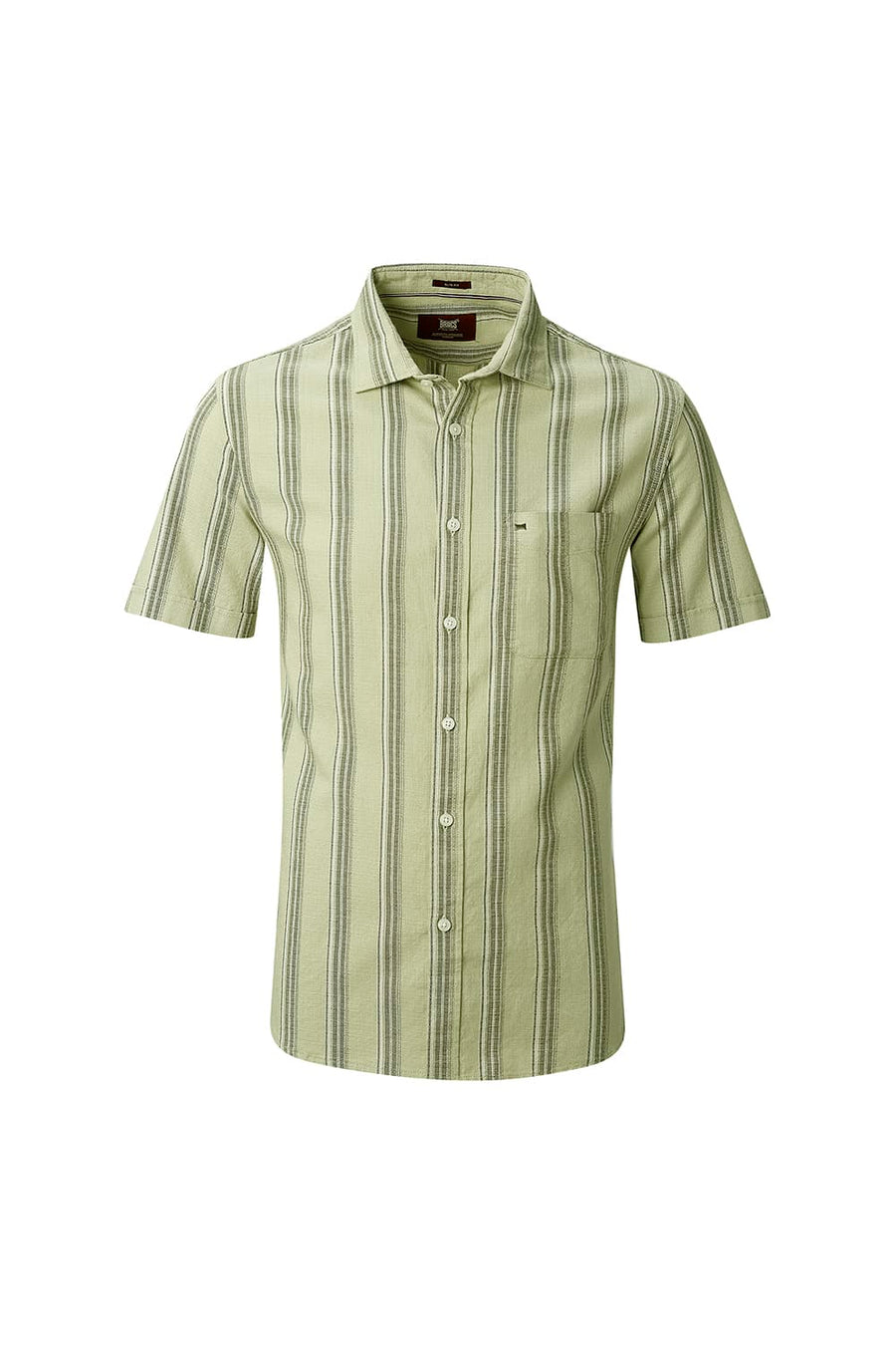 BASICS SLIM FIT  COTTON HOPSACK STRIPE HALFSLEEVES SHIRT