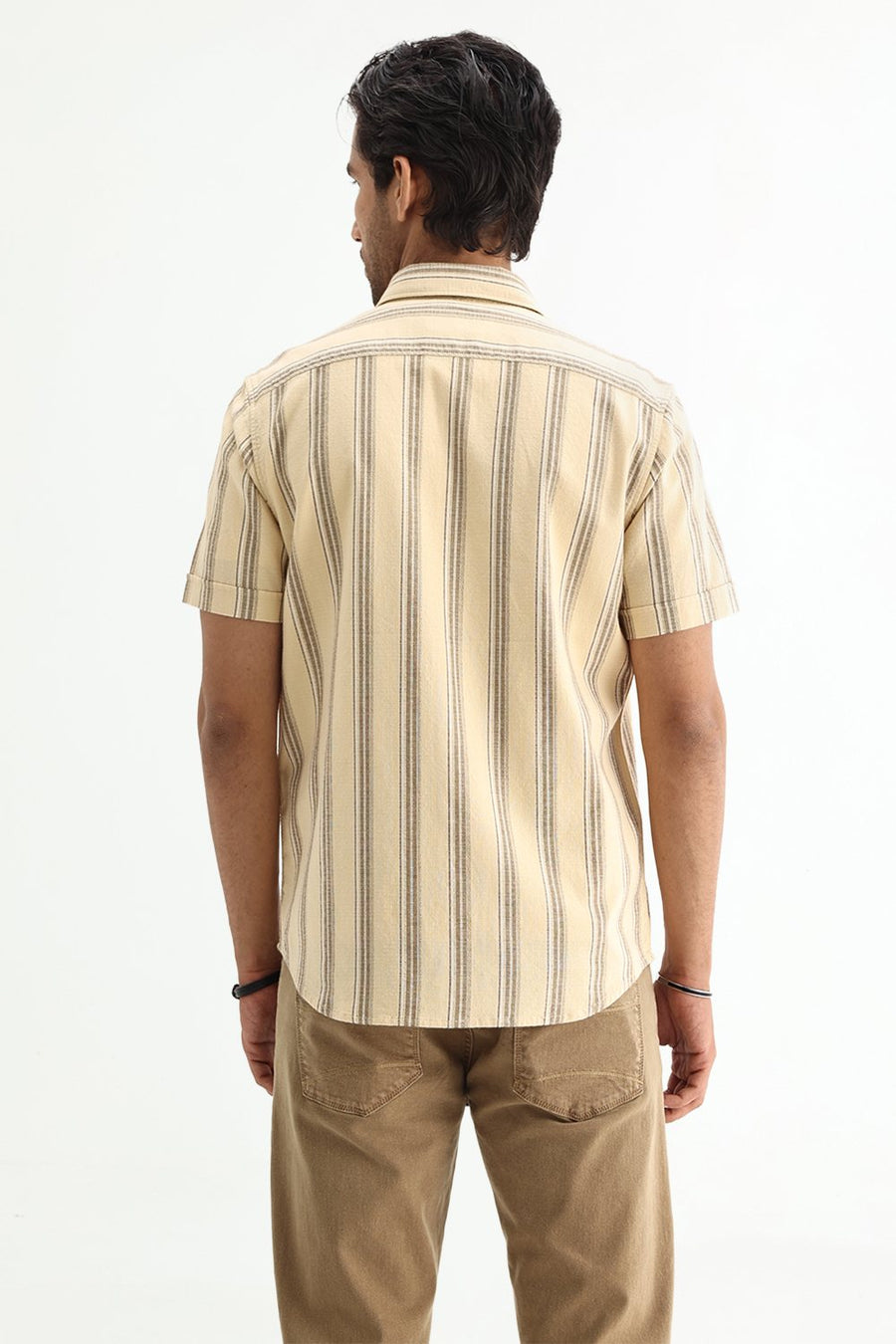 BASICS SLIM FIT  COTTON HOPSACK STRIPE SHIRT