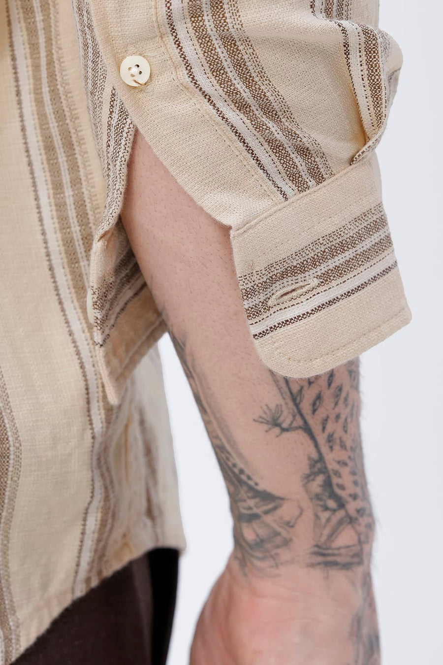 BASICS SLIM FIT  COTTON HOPSACK STRIPE SHIRT