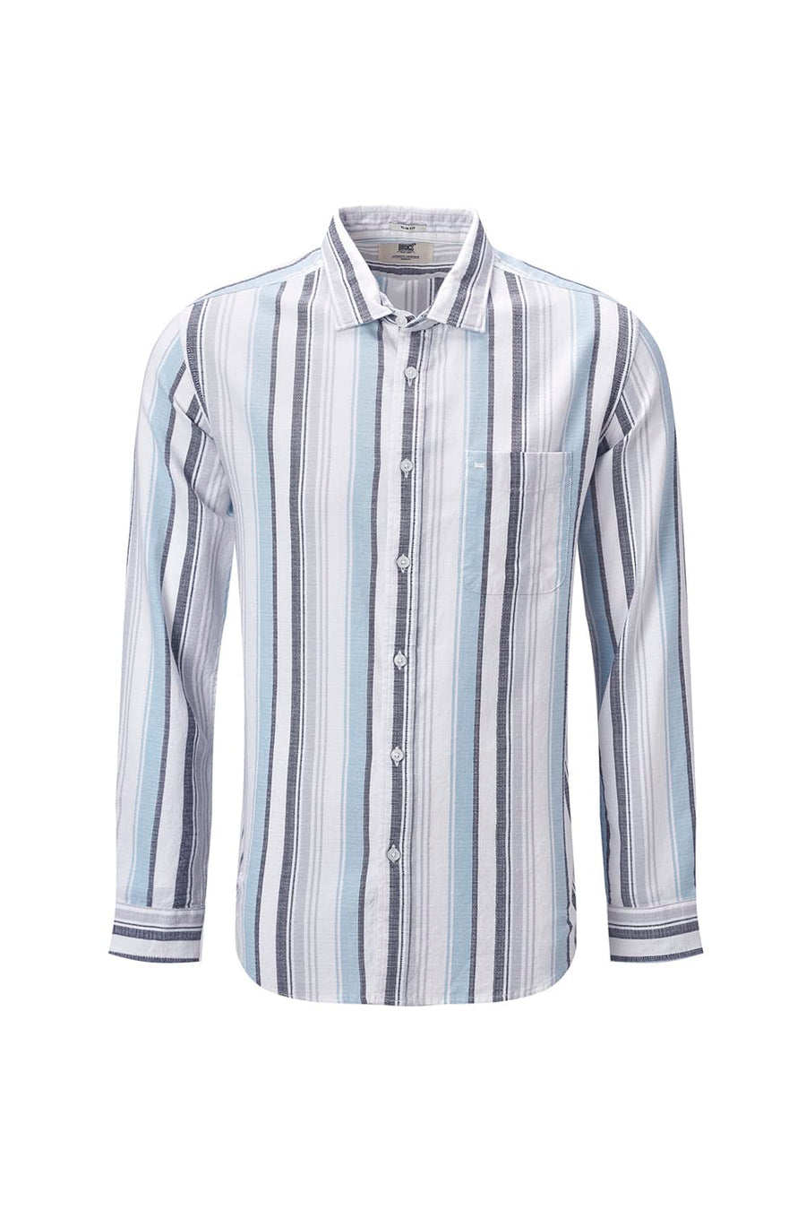 BASICS SLIM FIT  COTTON HOPSACK STRIPE SHIRT