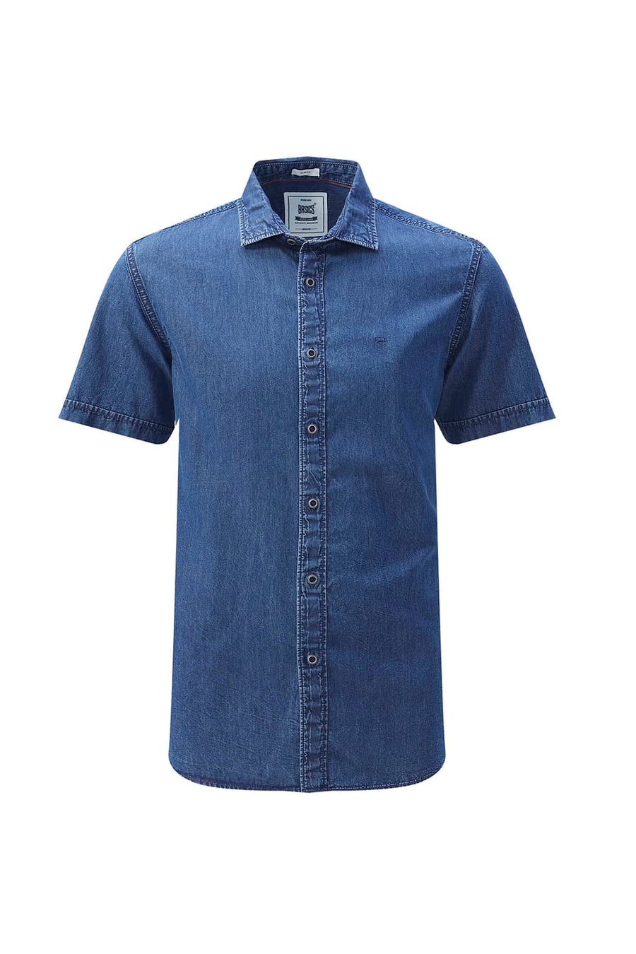 BASICS SLIM FIT VINTAGE BLUE COTTON INDIGO HALFSLEEVES SHIRT
