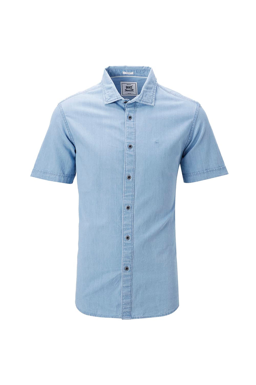 BASICS SLIM FIT BLUE FOG COTTON INDIGO HALFSLEEVES SHIRT