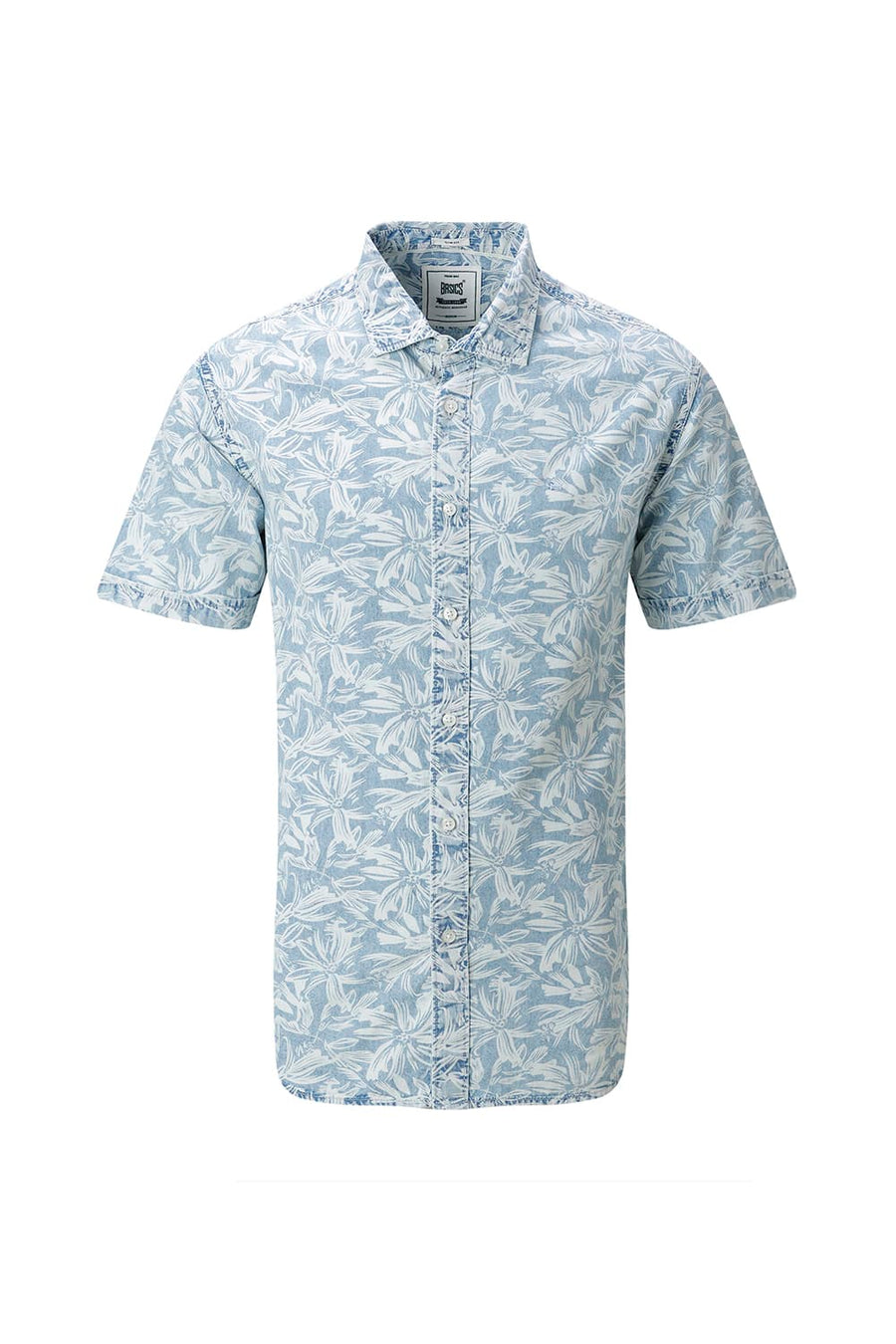 BASICS SLIM FIT  COTTON INDIGO PRINTED HALFSLEEVES SHIRT