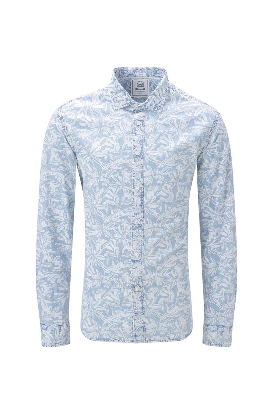 BASICS SLIM FIT  COTTON INDIGO PRINTED SHIRT