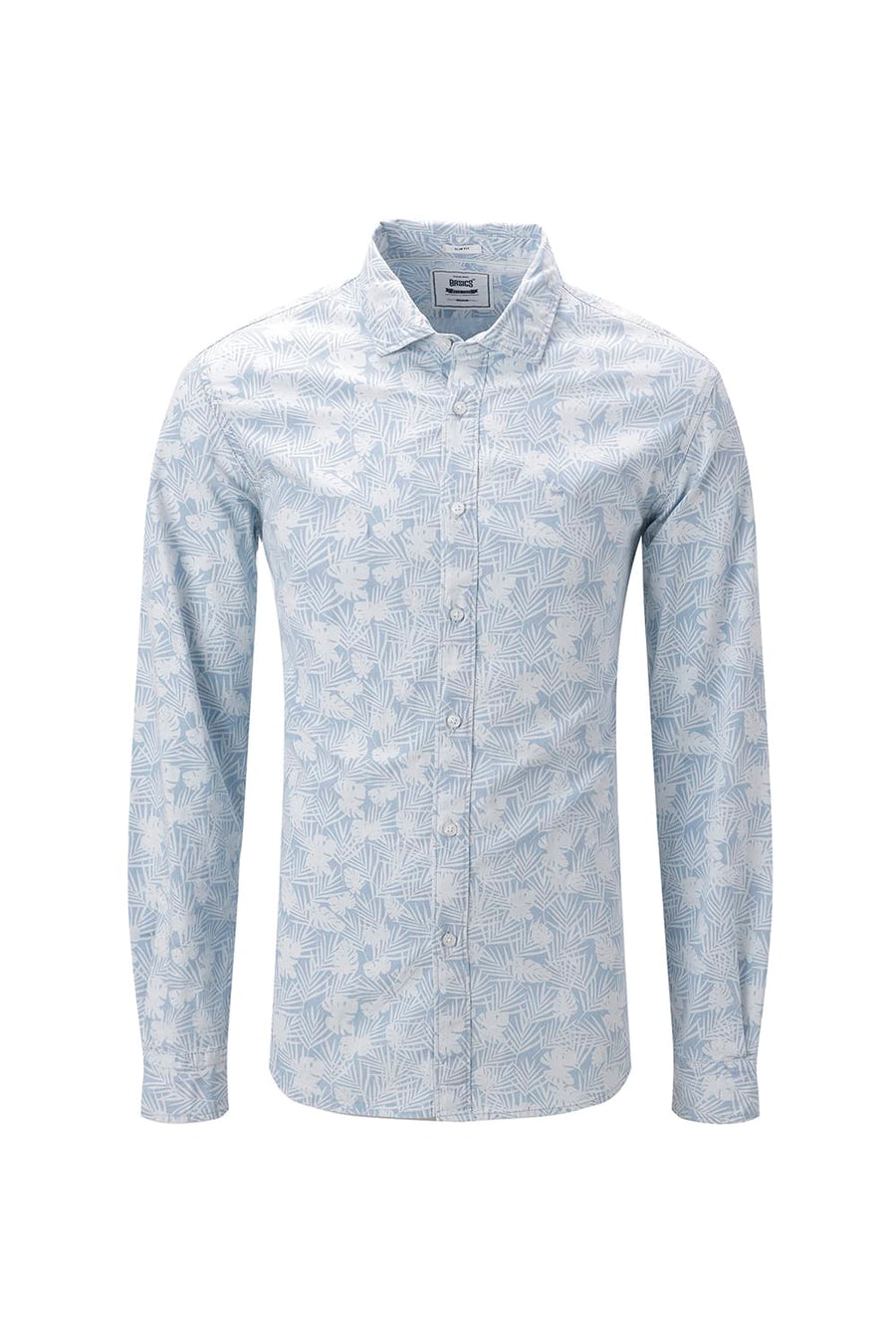 BASICS SLIM FIT  COTTON INDIGO PRINTED SHIRT