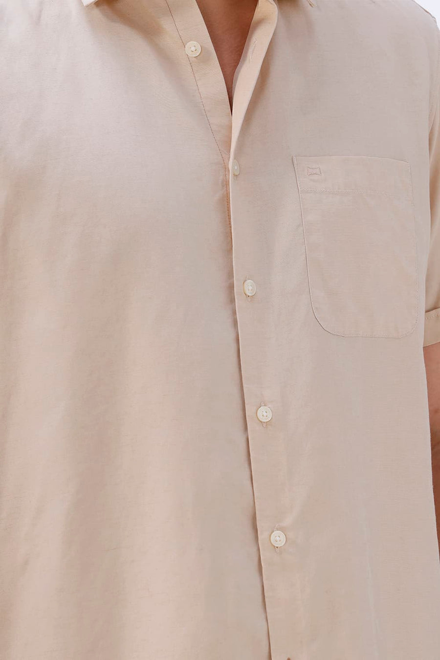 BASICS SLIM FIT  LYOCELL LINEN HALFSLEEVES SHIRT