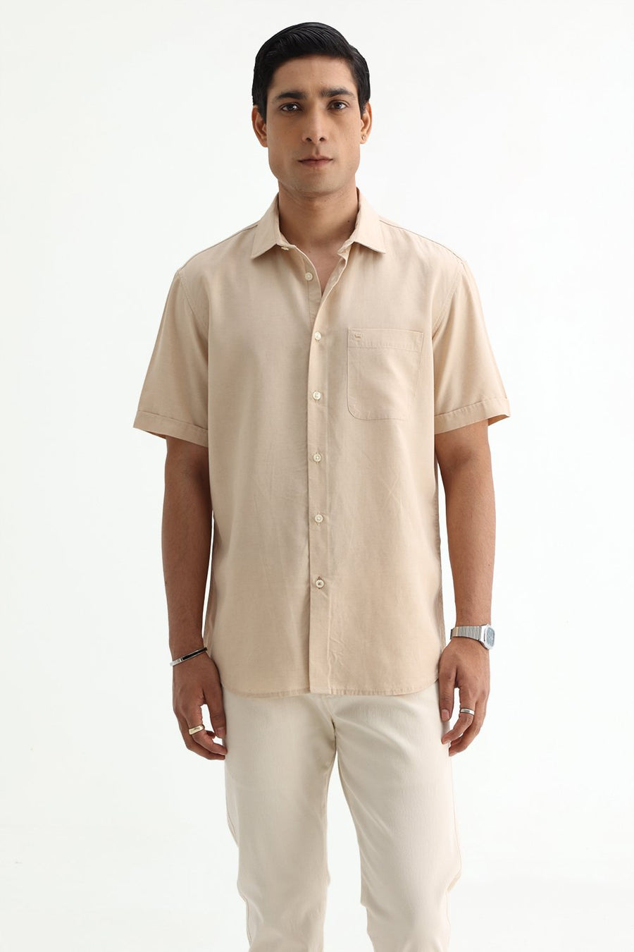 BASICS SLIM FIT  LYOCELL LINEN SHIRT