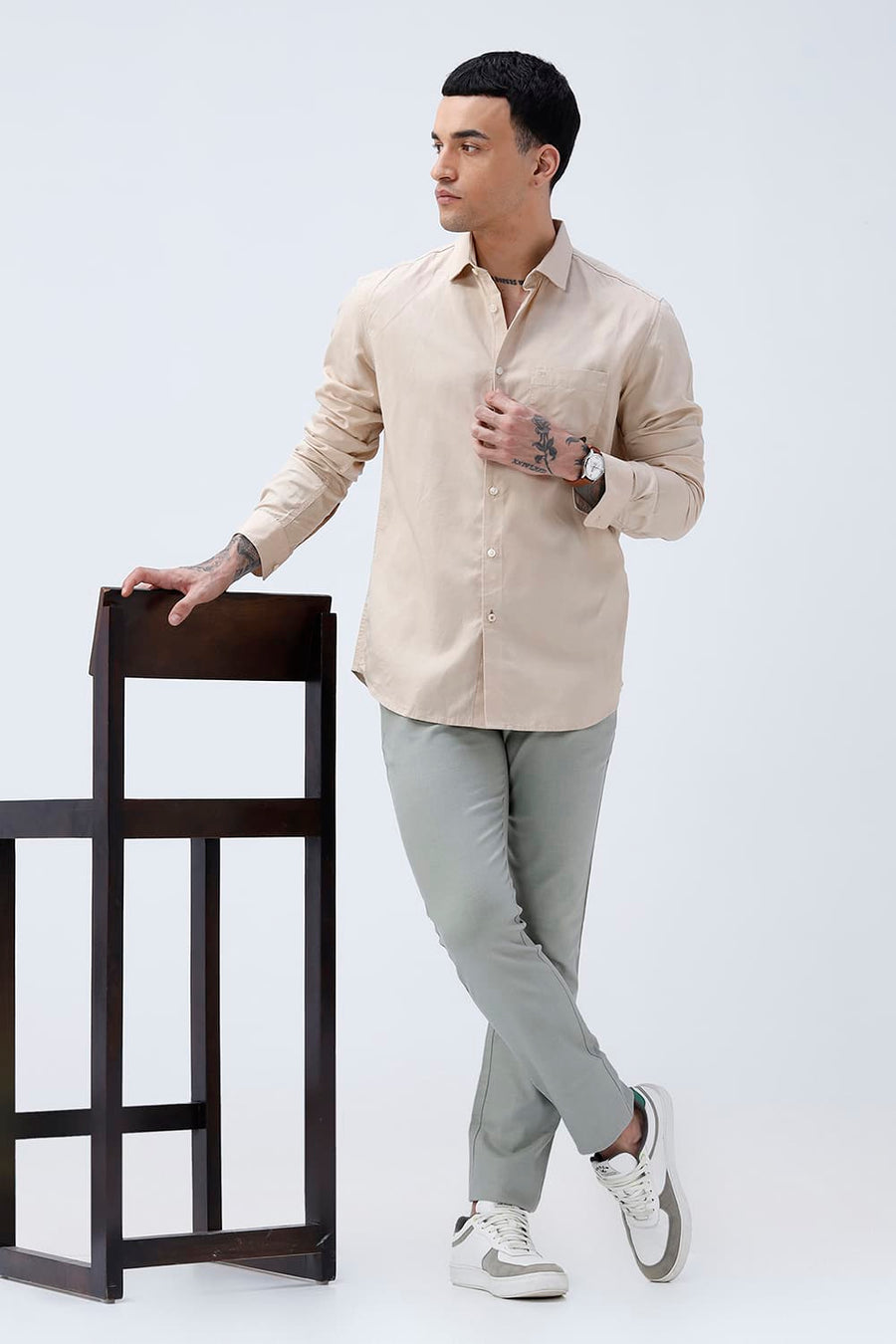 BASICS SLIM FIT  LYOCELL LINEN SHIRT