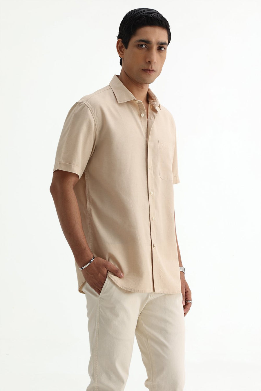 BASICS SLIM FIT  LYOCELL LINEN SHIRT