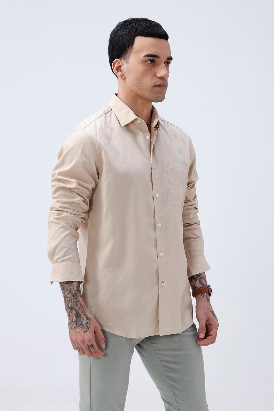 BASICS SLIM FIT  LYOCELL LINEN SHIRT