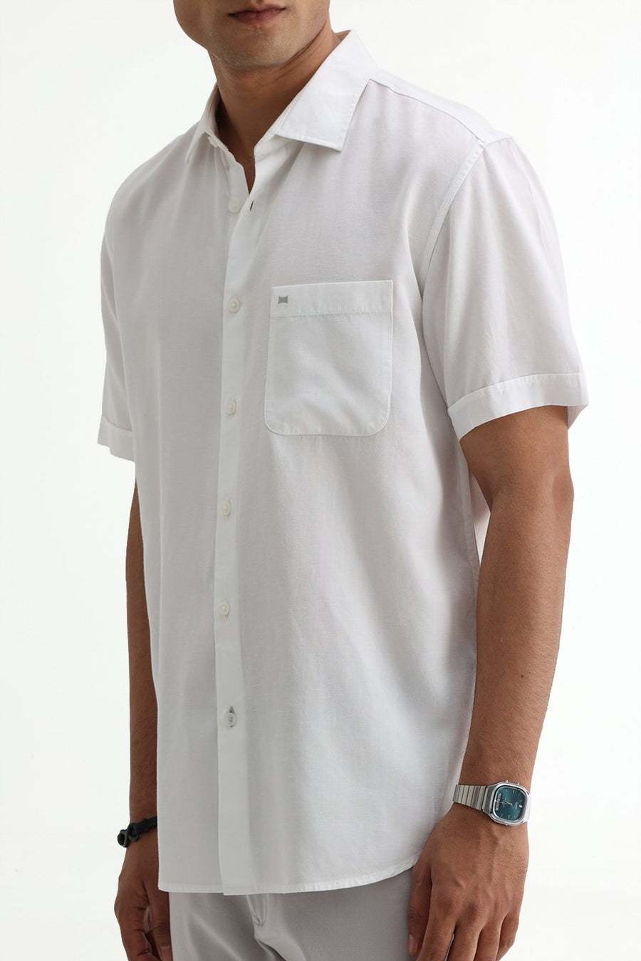 BASICS SLIM FIT  LYOCELL LINEN HALFSLEEVES SHIRT
