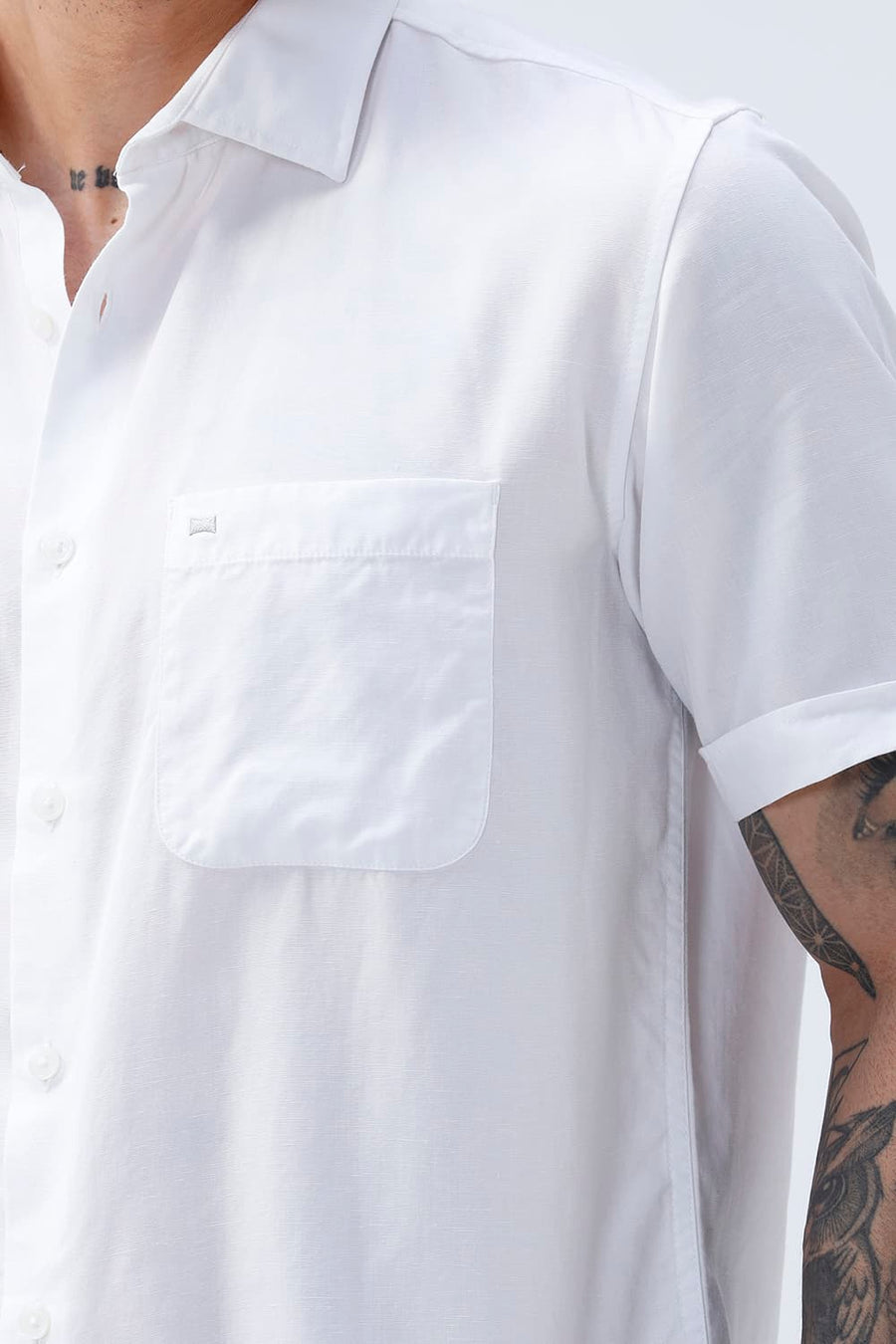 BASICS SLIM FIT  LYOCELL LINEN HALFSLEEVES SHIRT