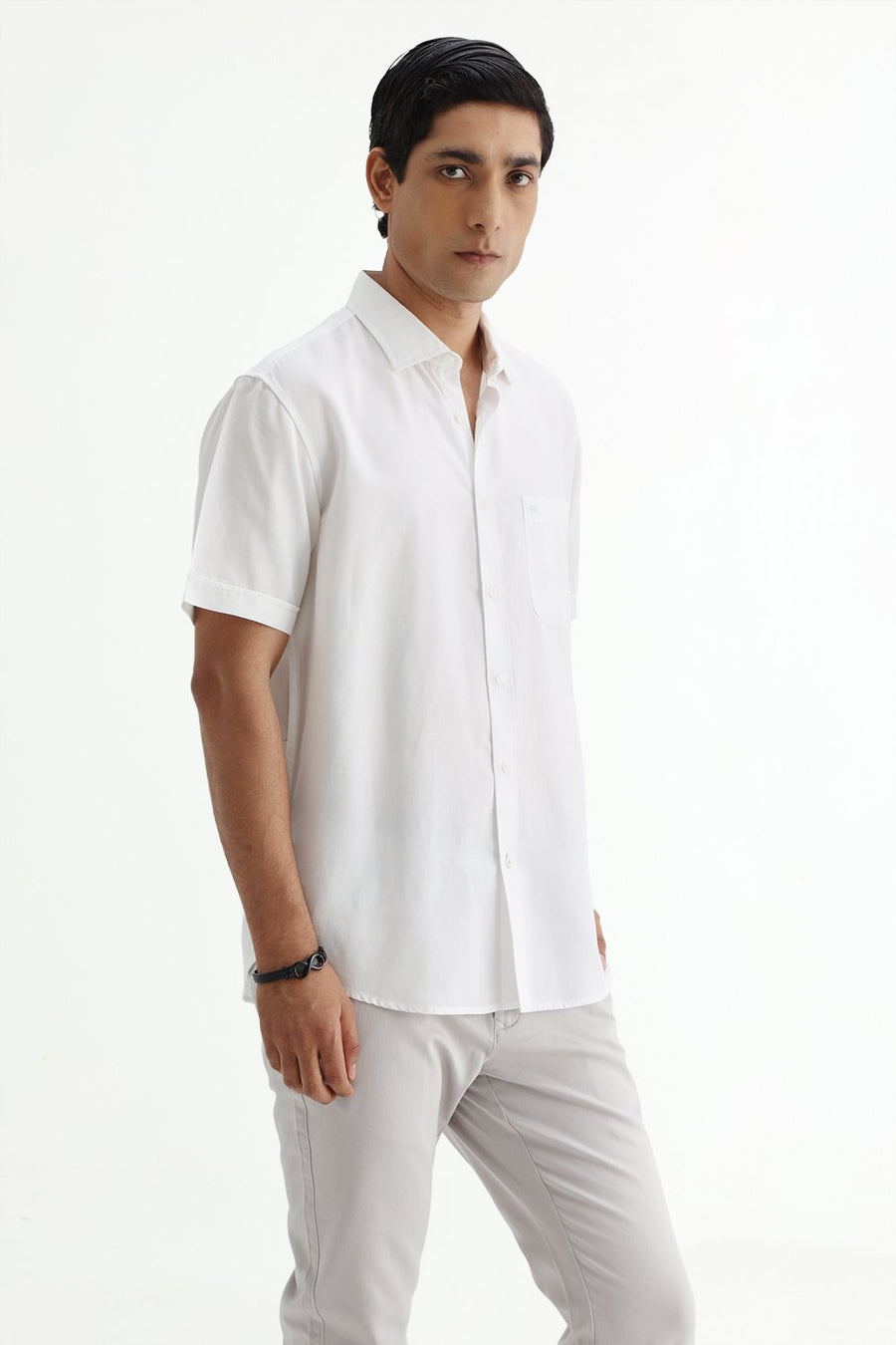 BASICS SLIM FIT  LYOCELL LINEN HALFSLEEVES SHIRT