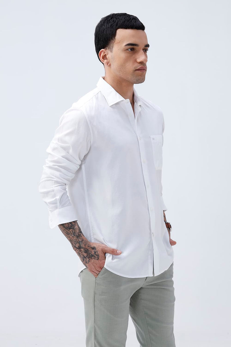BASICS SLIM FIT  LYOCELL LINEN SHIRT