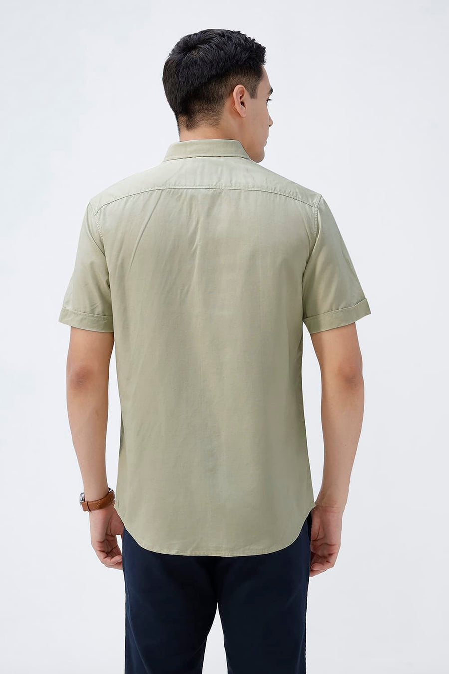 BASICS SLIM FIT  LYOCELL LINEN HALFSLEEVES SHIRT