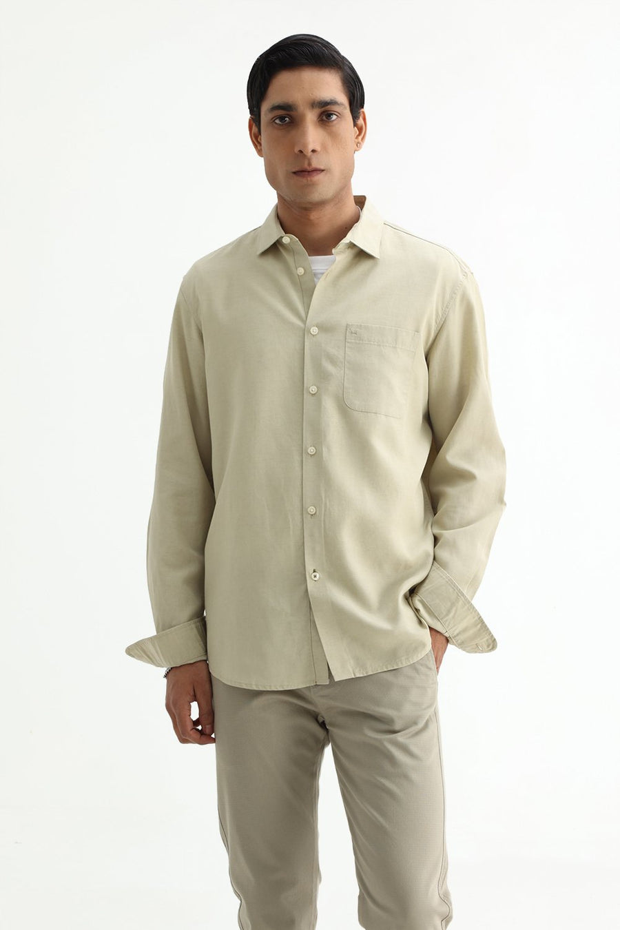 BASICS SLIM FIT  LYOCELL LINEN SHIRT