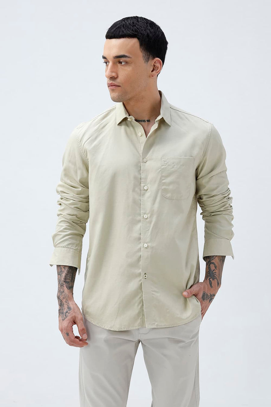 BASICS SLIM FIT  LYOCELL LINEN SHIRT
