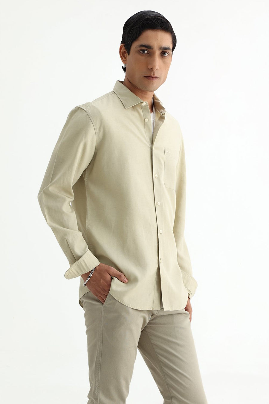 BASICS SLIM FIT  LYOCELL LINEN SHIRT