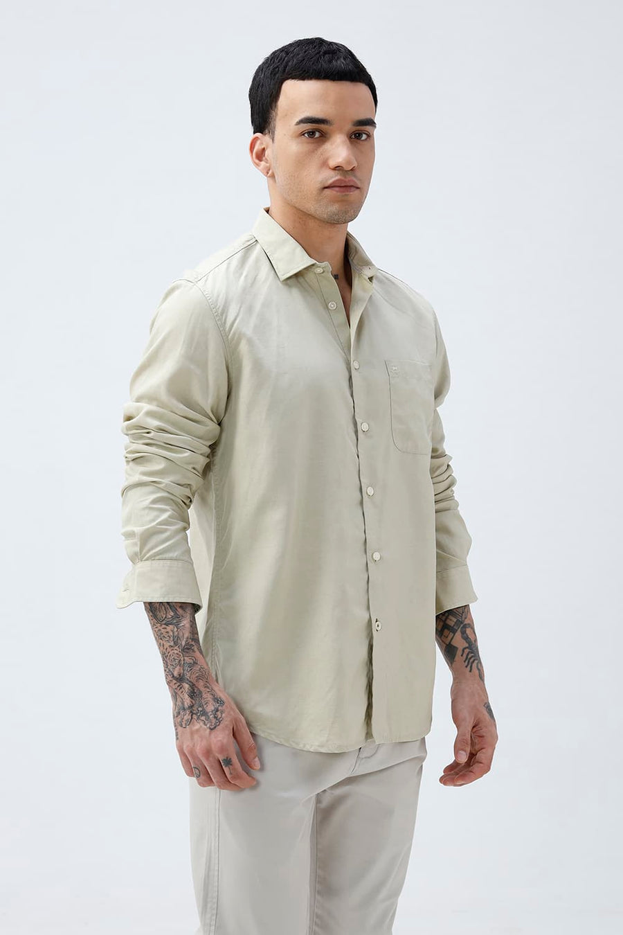 BASICS SLIM FIT  LYOCELL LINEN SHIRT