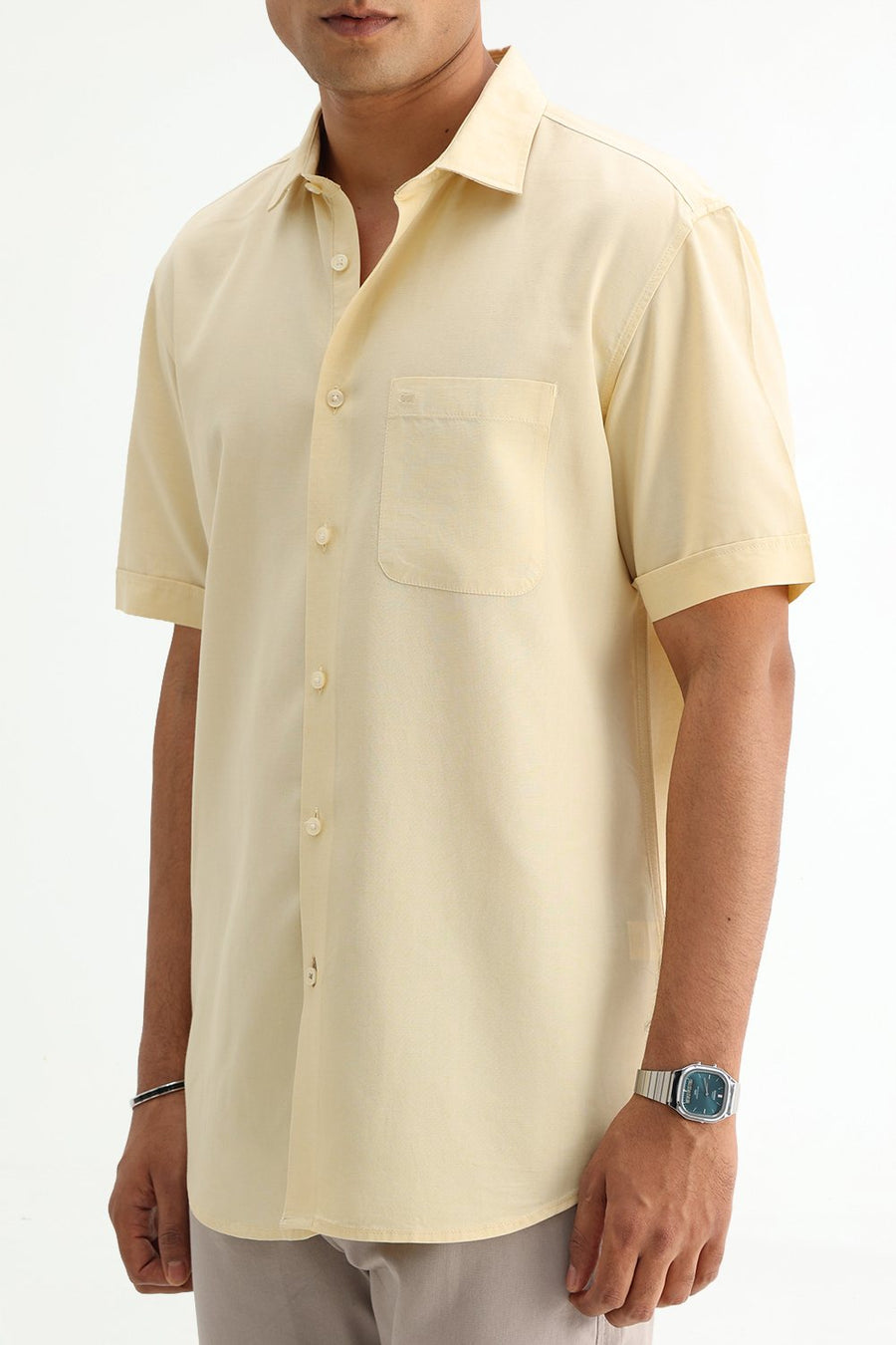 BASICS SLIM FIT  LYOCELL LINEN HALFSLEEVES SHIRT
