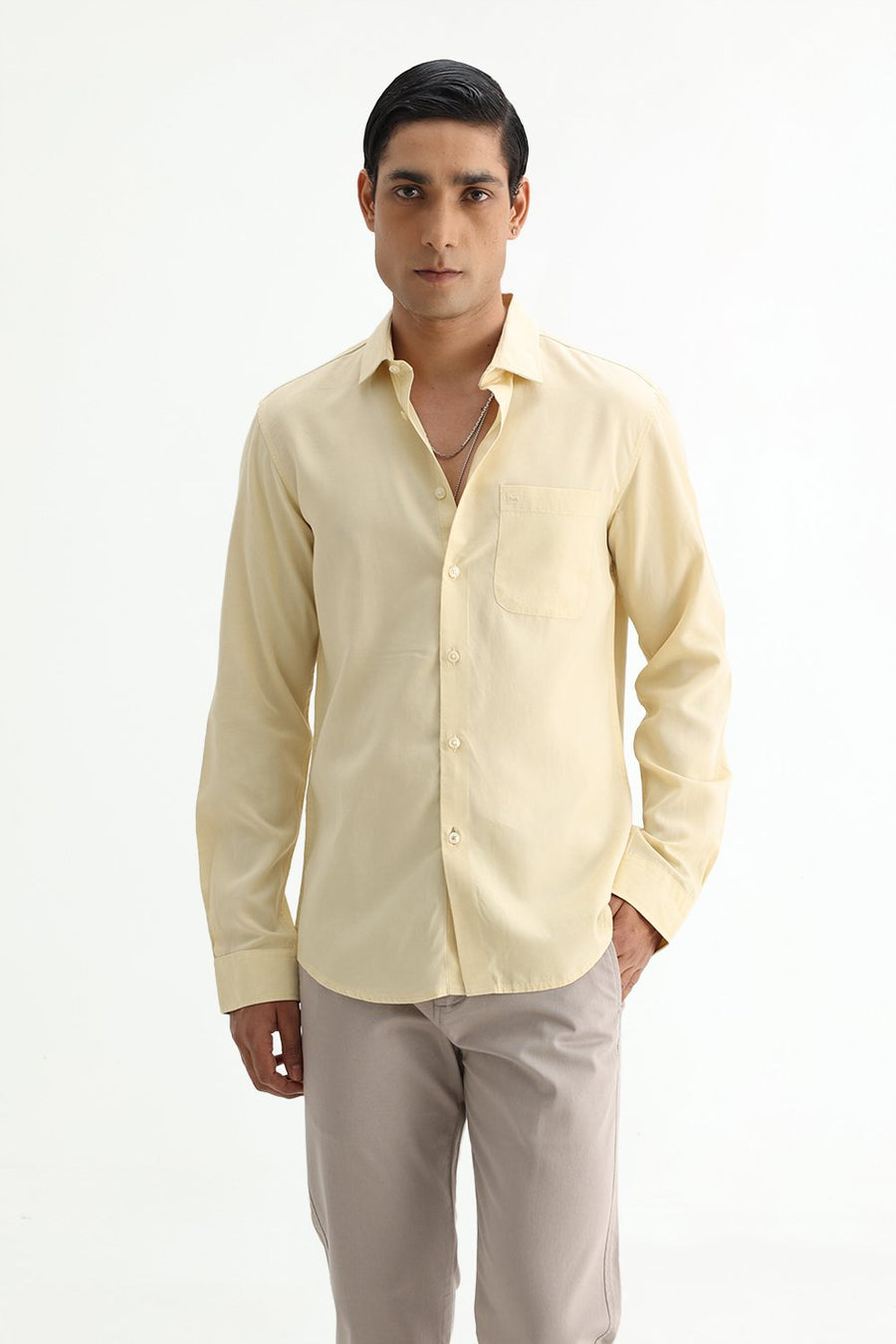 BASICS SLIM FIT  LYOCELL LINEN SHIRT