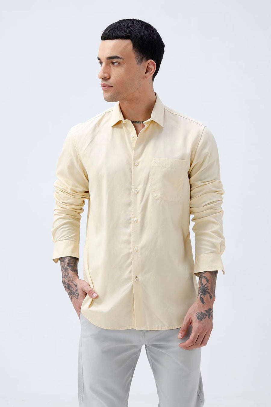 BASICS SLIM FIT  LYOCELL LINEN SHIRT