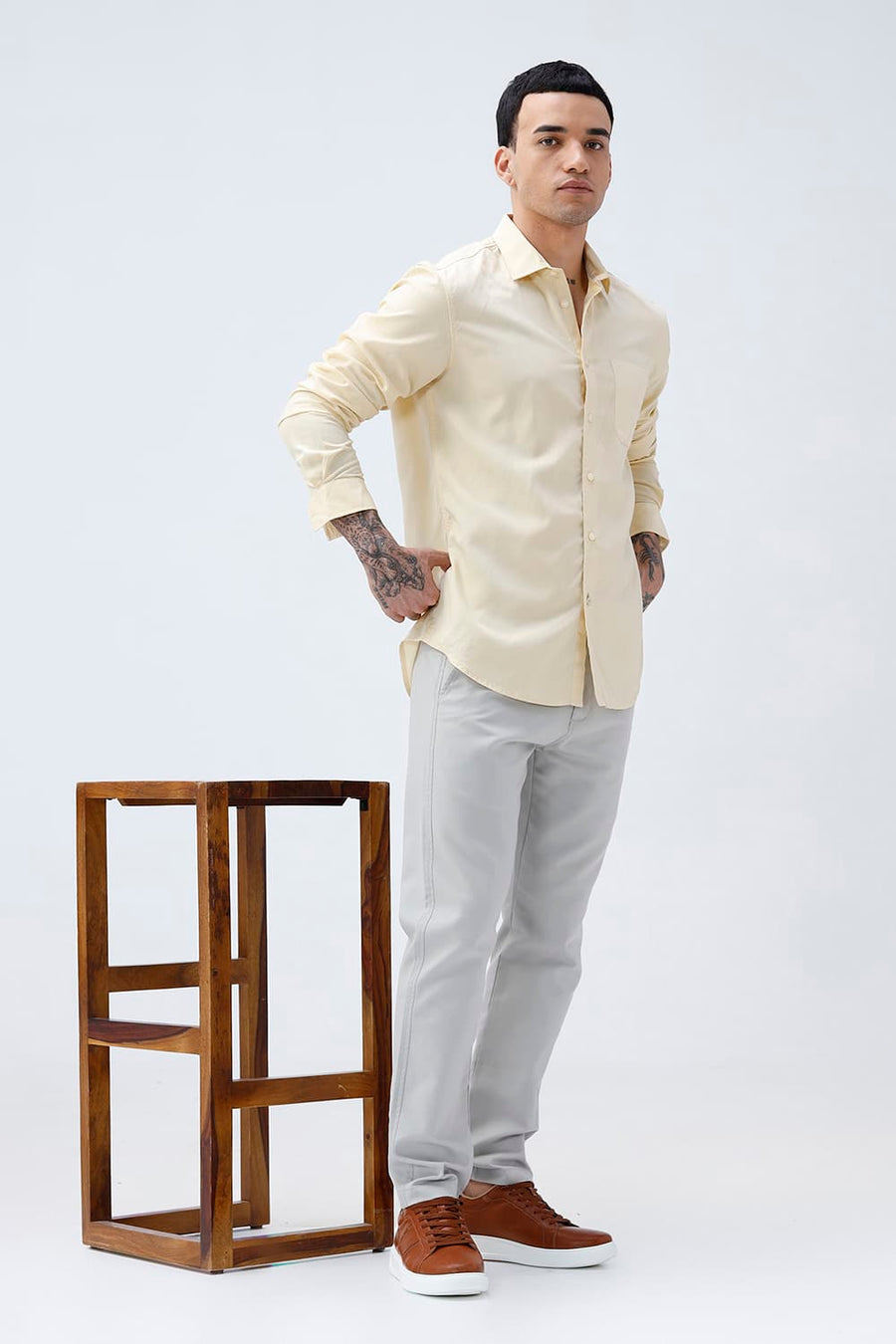 BASICS SLIM FIT  LYOCELL LINEN SHIRT